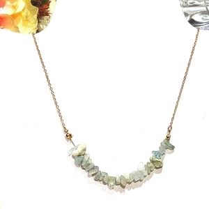RAW AQUAMARINE on gold plated chain. Beautiful & dainty. Aries stone March